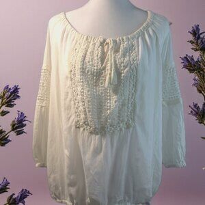 Crochet sheer boho countrycore top junior 1x